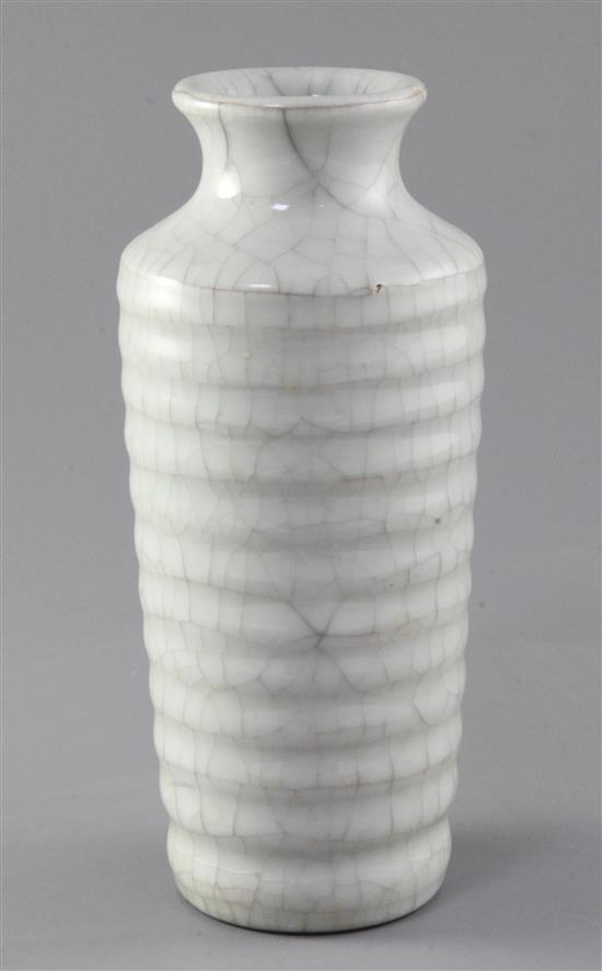 A Chinese Guan-type tapering cylindrical vase, possibly late 19th century, height 19.5cm